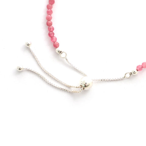 natural pink-tourmaline round shape bolo bracelet