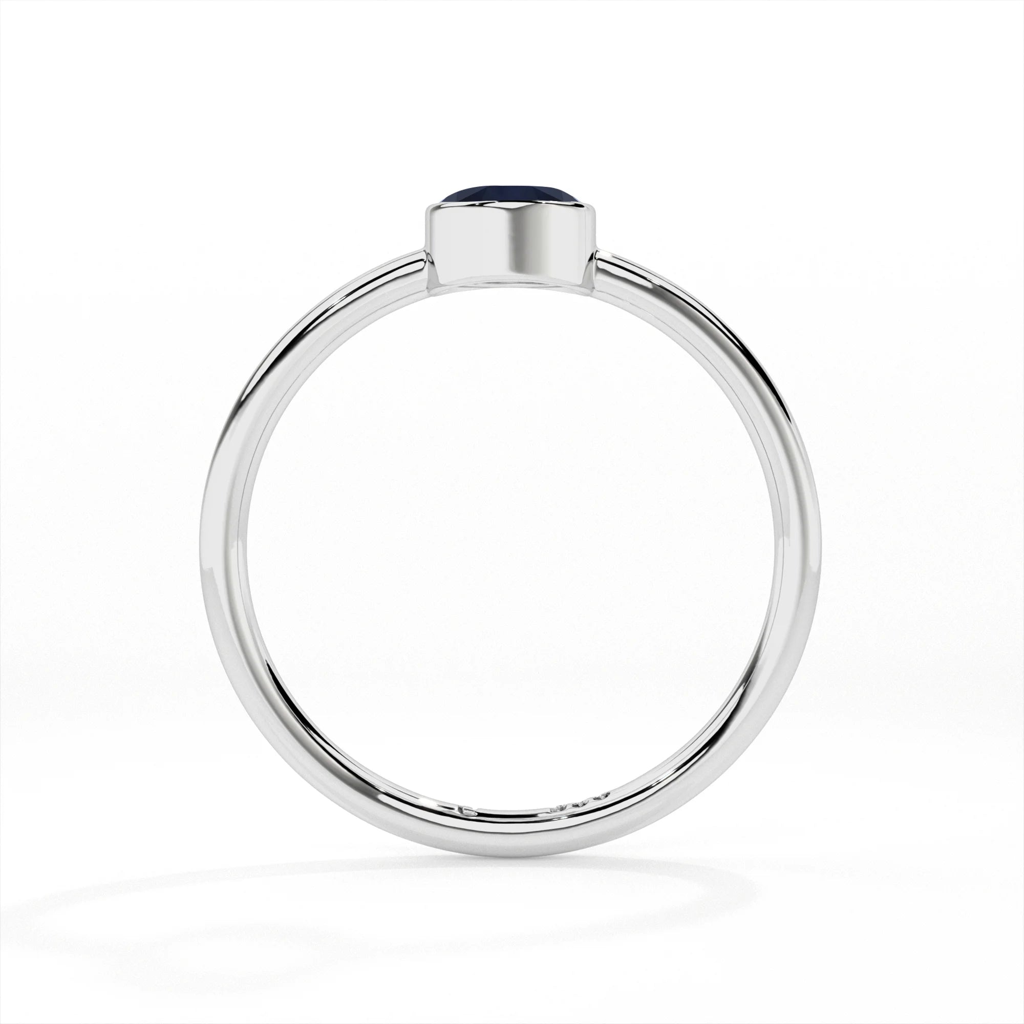 blue sapphire round cut stackable bezel-set ring