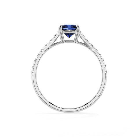 lab-grown blue-sapphire cushion half eterity solitaire engagement ring