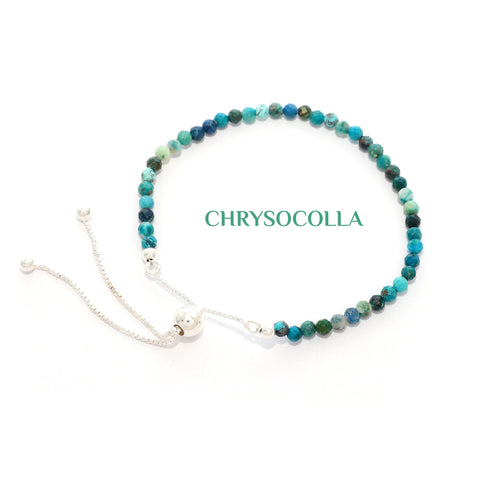 natural chrysocolla round shape bolo bracelet