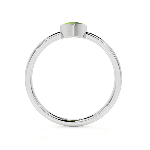 peridot pear cut stackable bezel-set ring