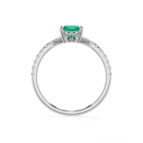 lab-grown emerald pear solitaire engagement ring