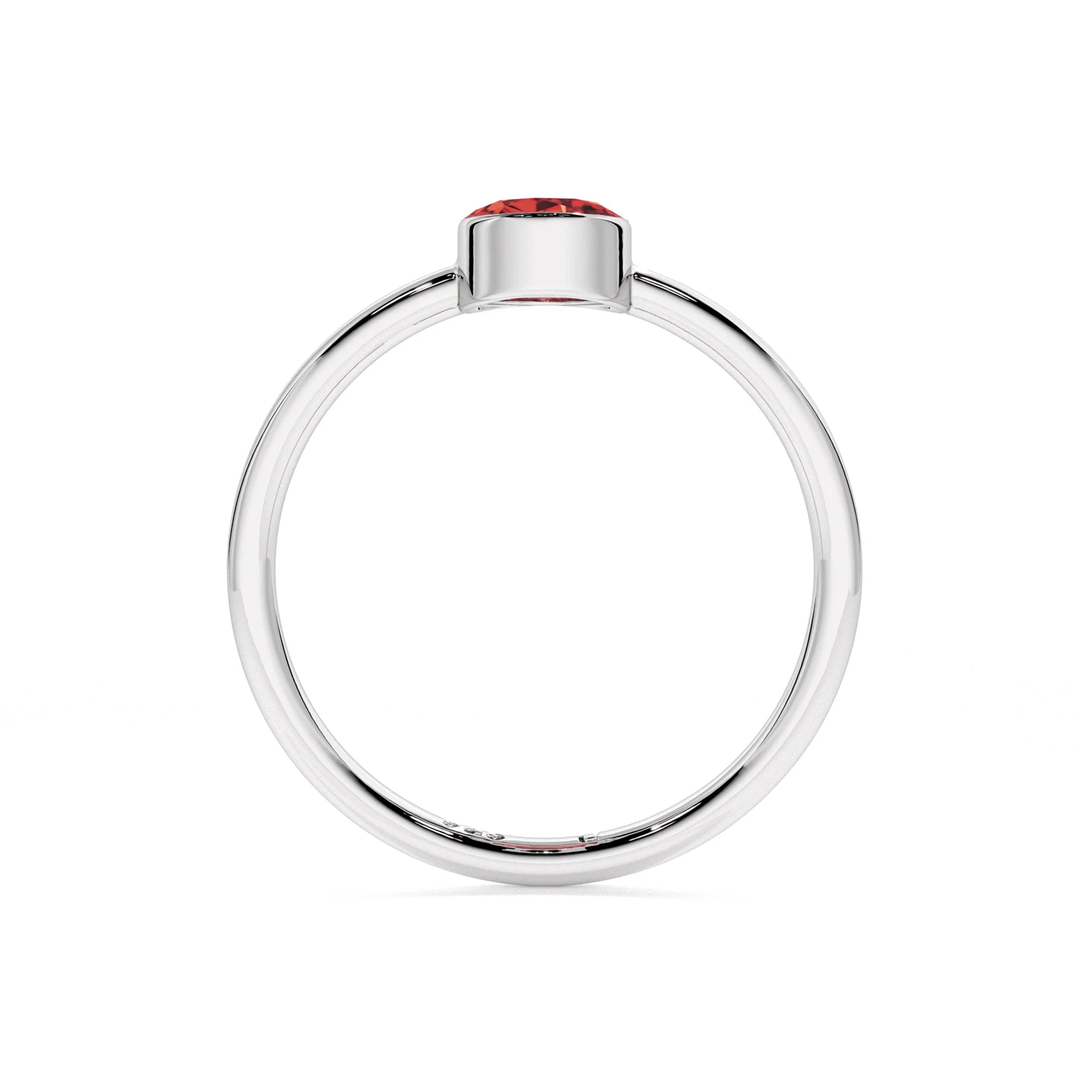 red garnet oval cut stackable bezel-set ring