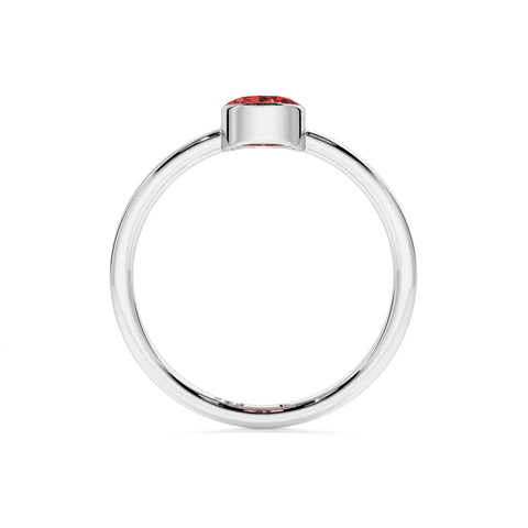 red garnet oval cut stackable bezel-set ring