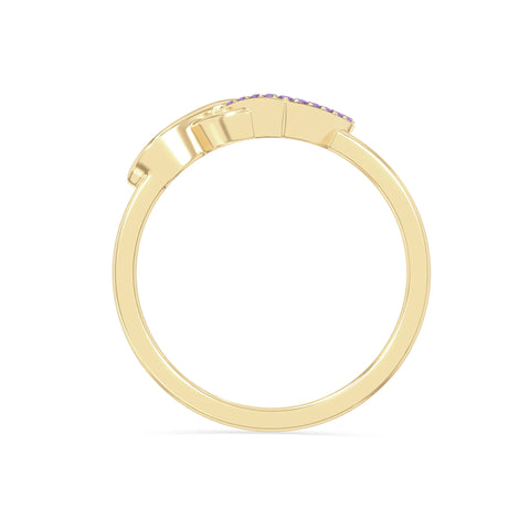 natural amethyst infinity heart promise rings in yellow gold vermeil