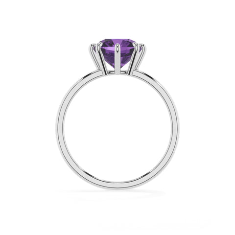 lab grown amethyst cushion solitaire engagement ring