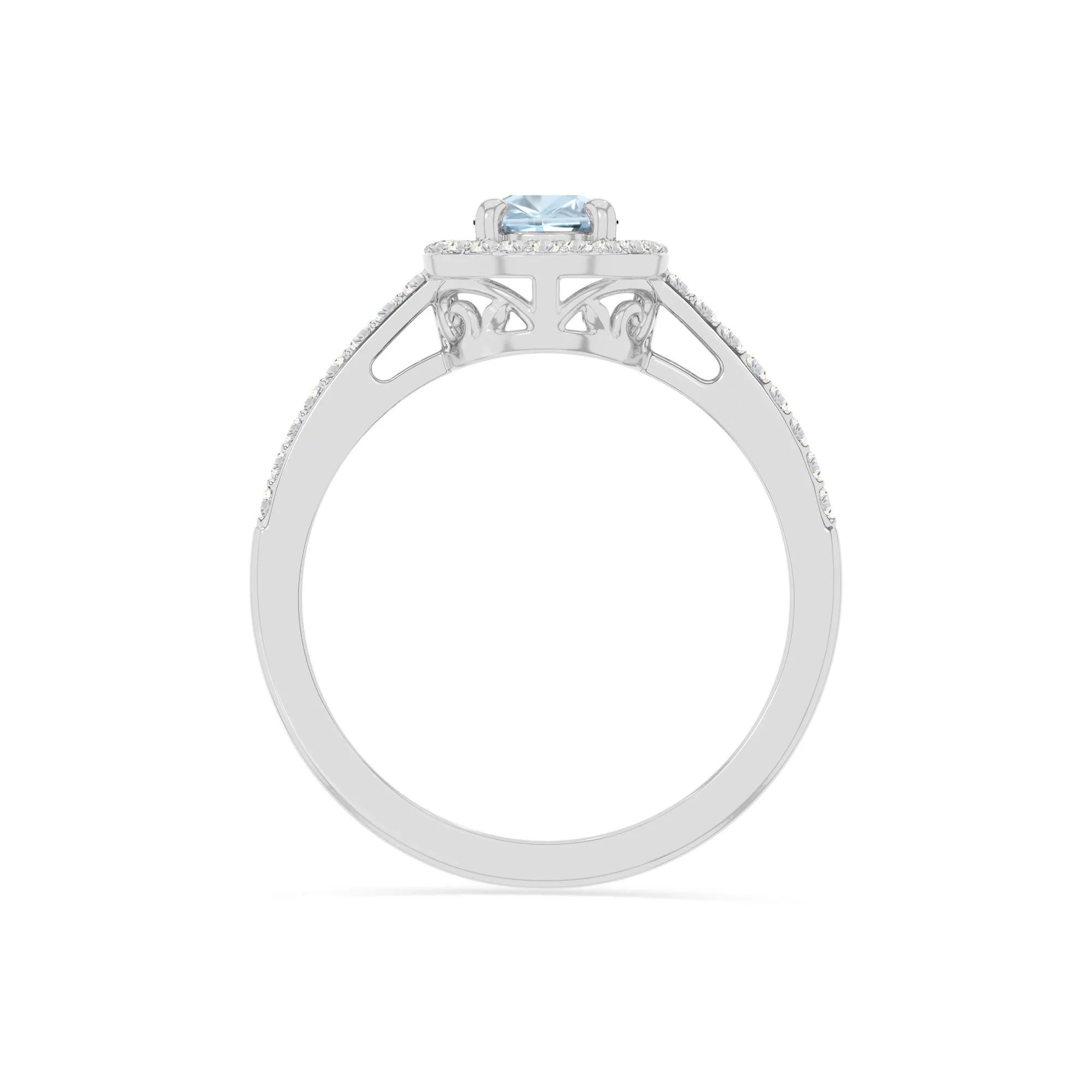natural aquamarine solitaire halo engagement rings in sterling silver 