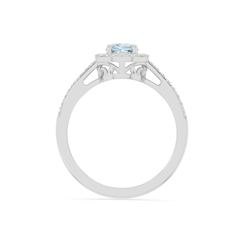 natural aquamarine solitaire halo engagement rings in sterling silver 