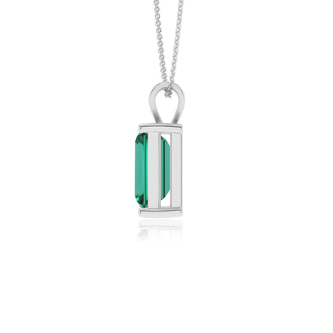 lab grown emerald emerald-cut shape solitaire v-bale pendant necklace