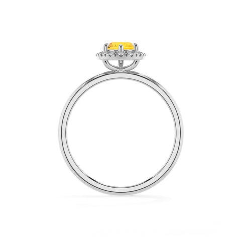 lab-grown yellow-sapphire pear halo solitaire engagement ring