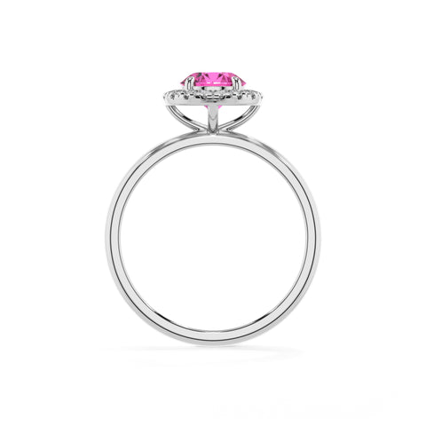 lab-grown pink-sapphire round halo solitaire engagement ring