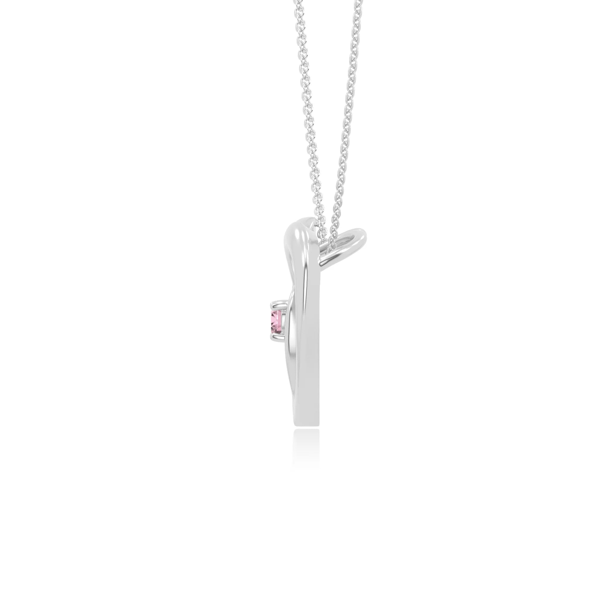 natural pink-tourmaline floral heart necklaces in sterling silver 