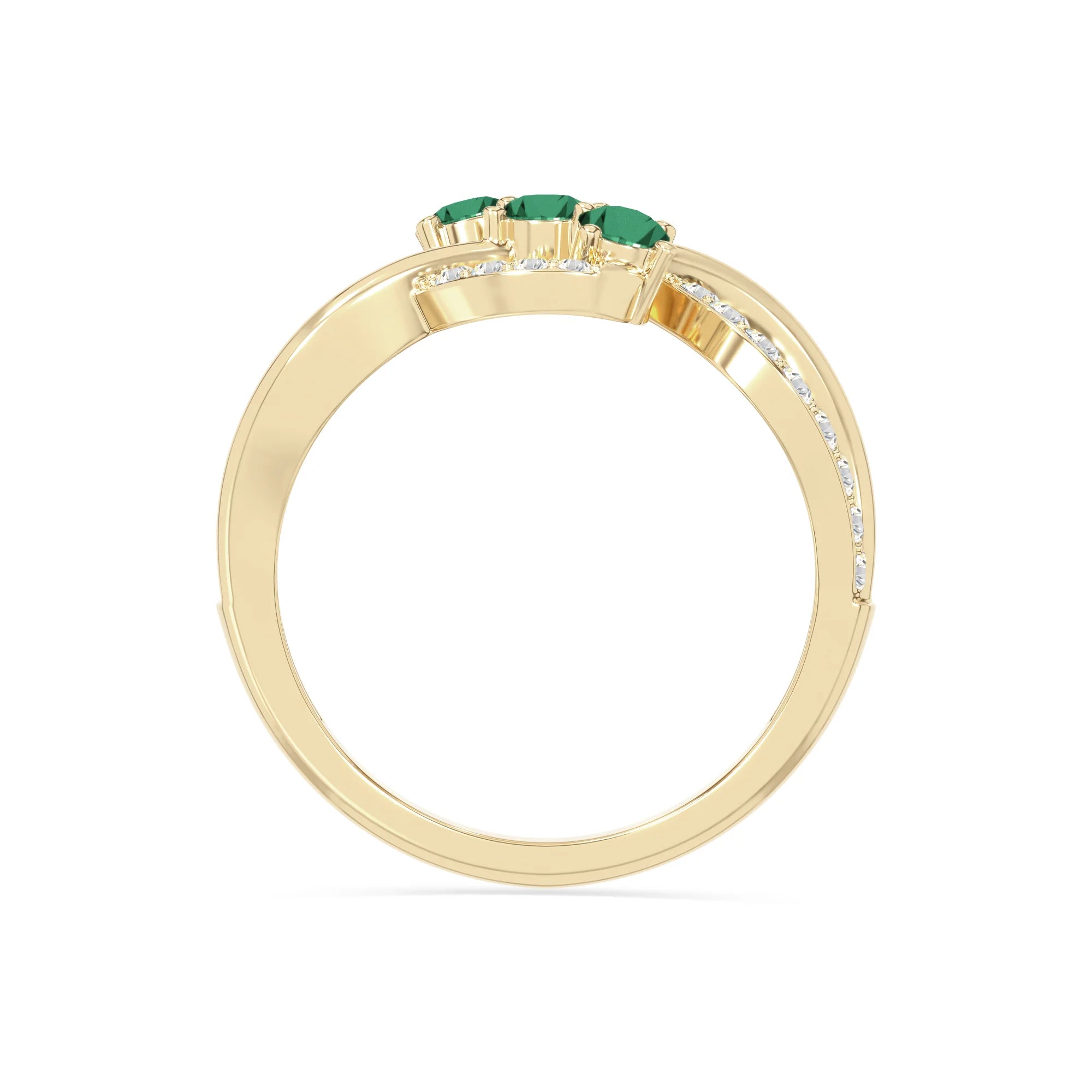 natural emerald infinity promise rings in yellow gold vermeil