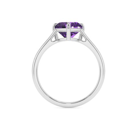 lab grown amethyst heart solitaire engagement ring