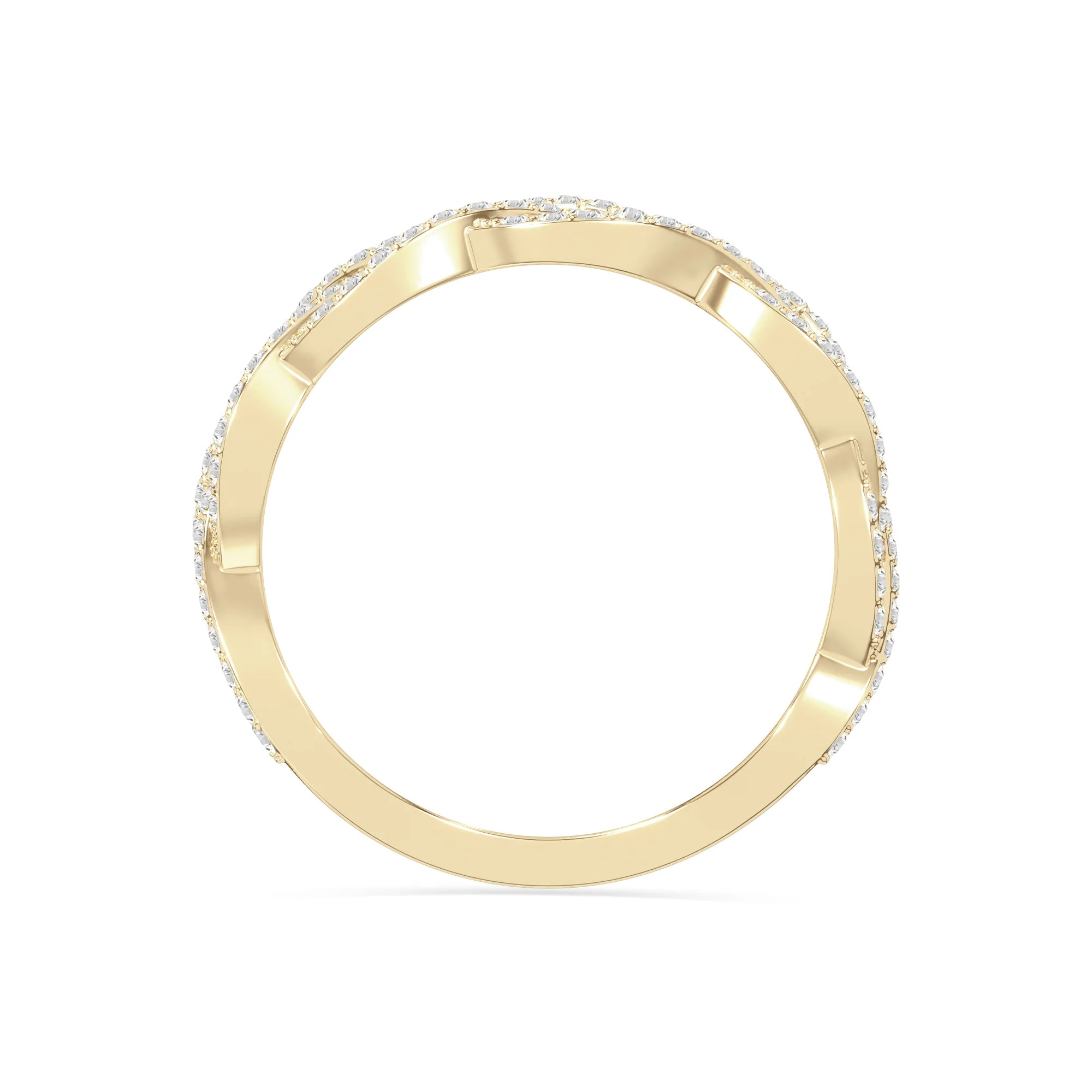 natural moissanite twisted braided wedding band rings in yellow gold vermeil