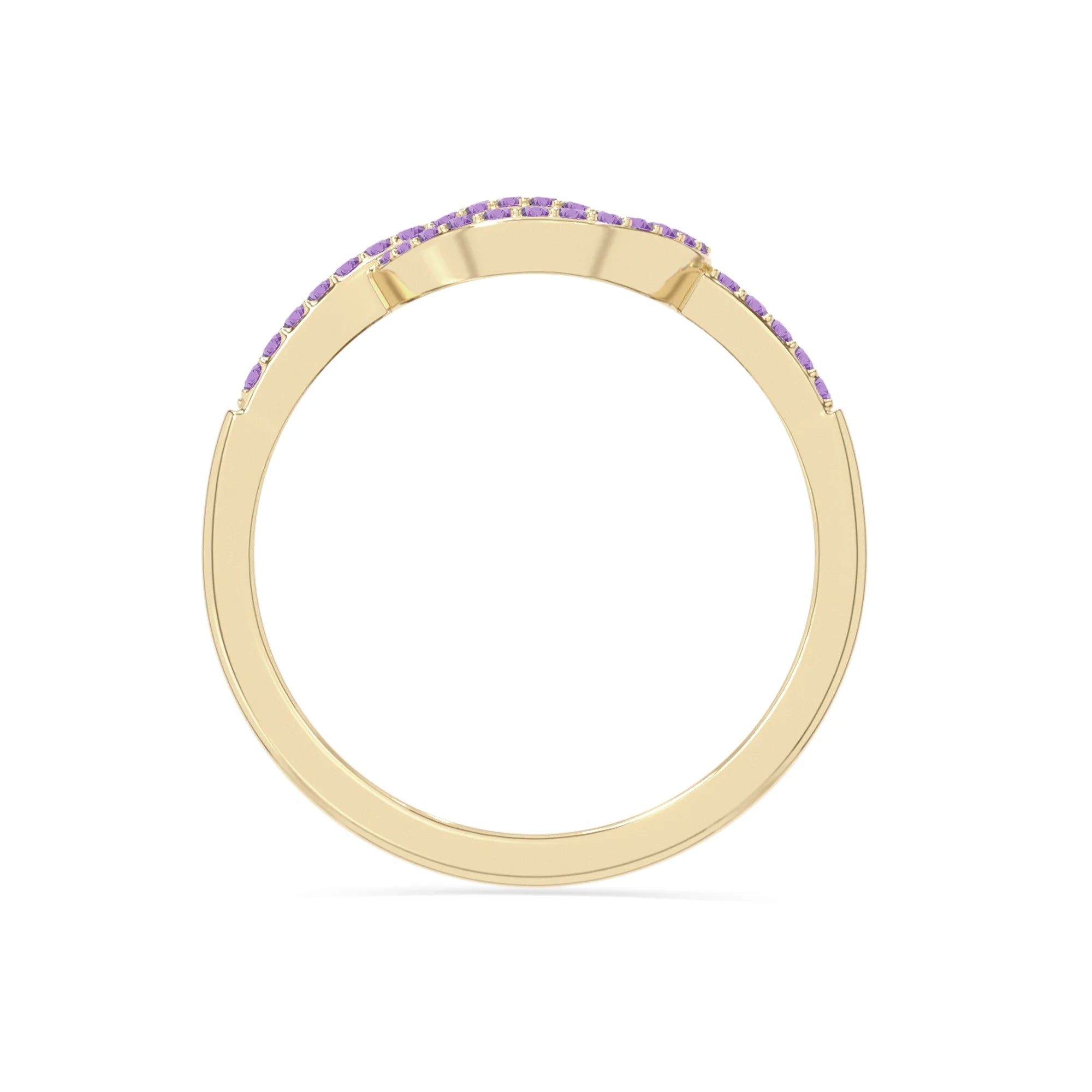 natural amethyst infinity knot promise rings in yellow gold vermeil