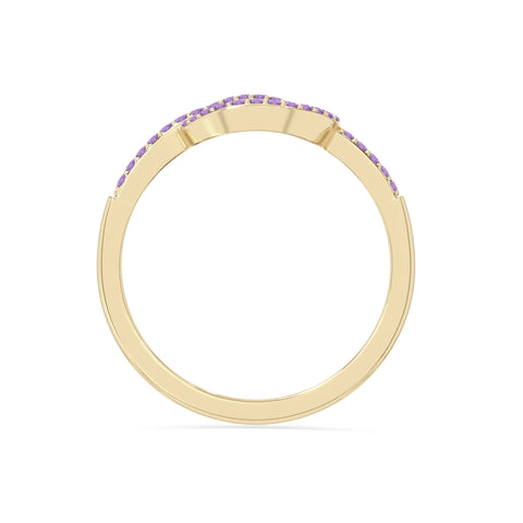 natural amethyst infinity knot promise rings in yellow gold vermeil