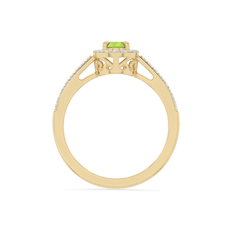 natural peridot solitaire halo engagement rings in yellow gold vermeil