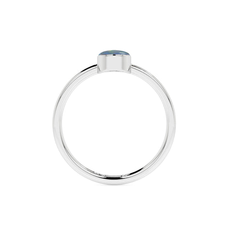 australian opal oval cab stackable bezel-set ring