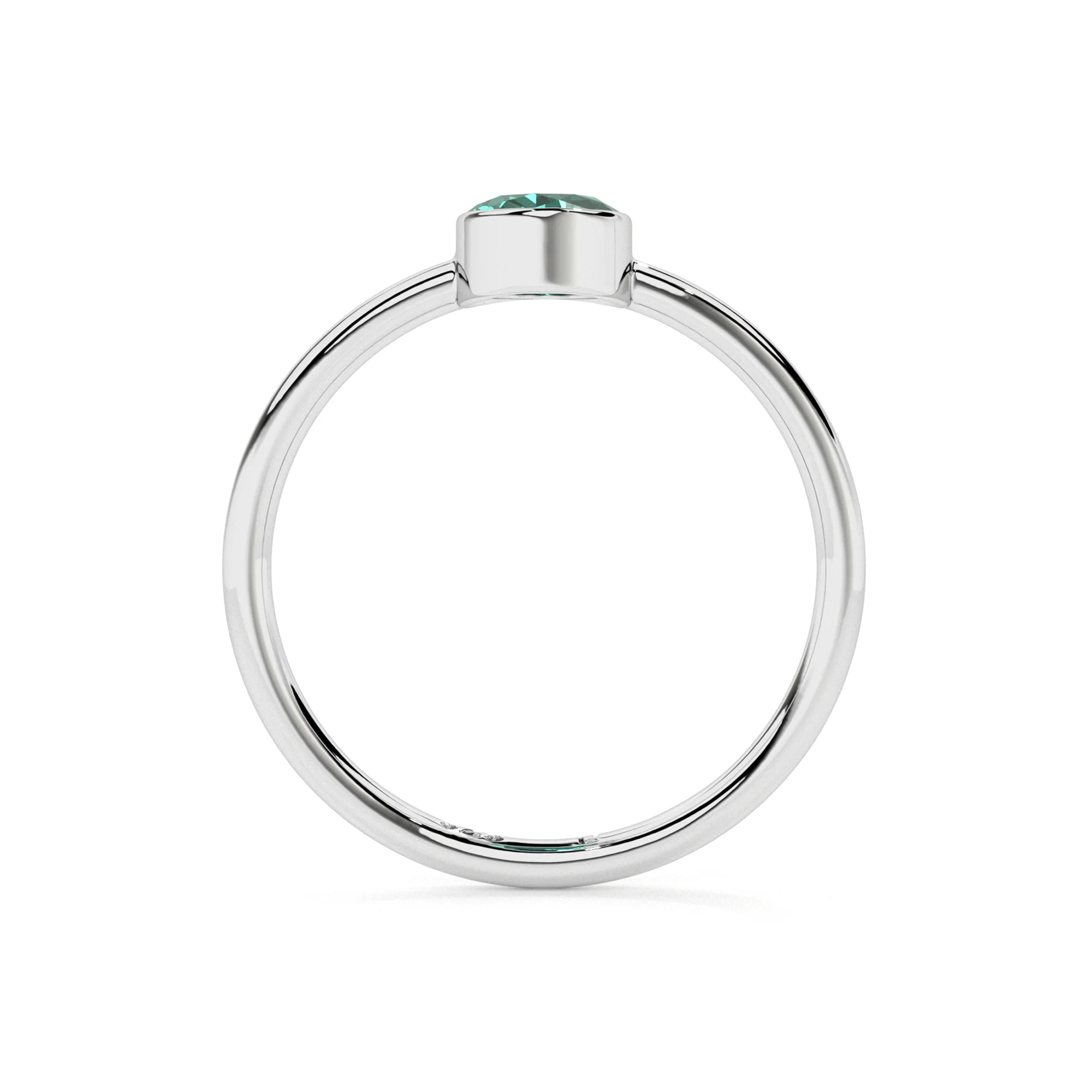 green tourmaline oval cut stackable bezel-set ring