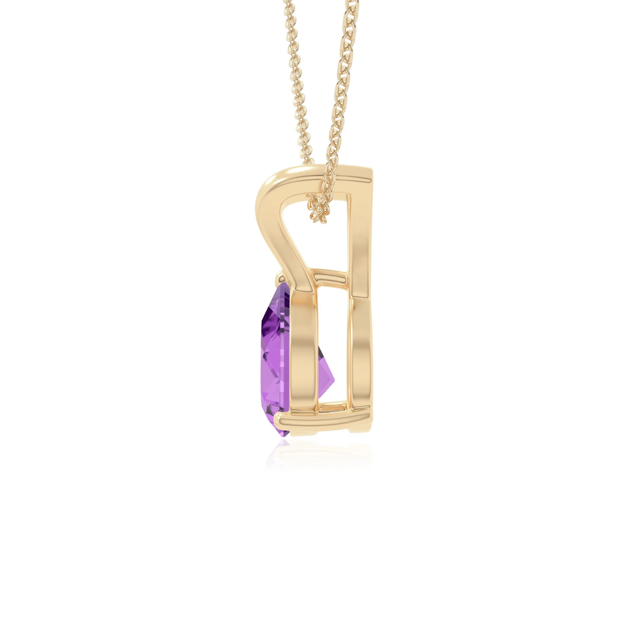 natural amethyst v-bale solitaire necklaces in yellow gold vermeil 