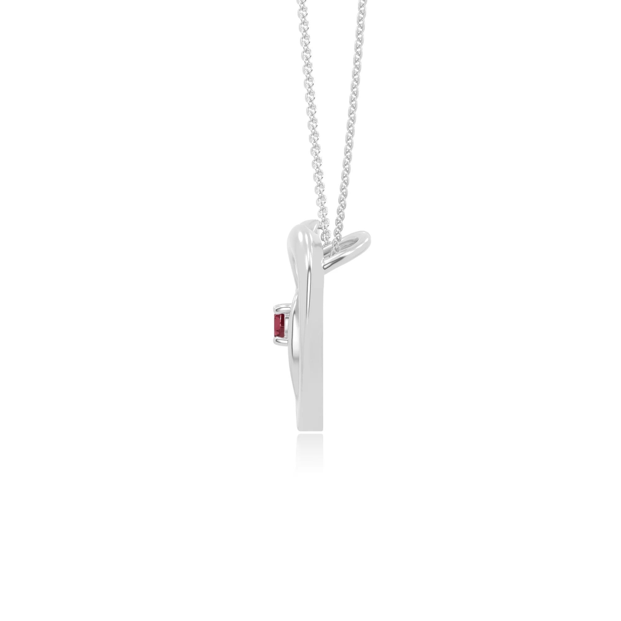 natural ruby floral heart necklaces in sterling silver 