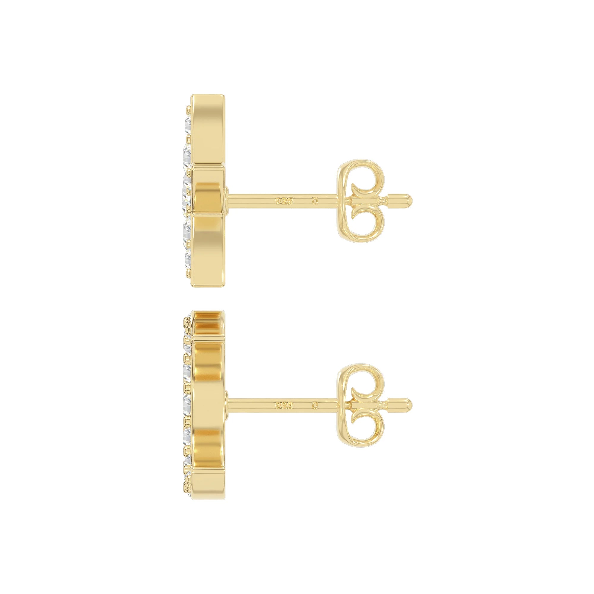 moissanite moon star stud earrings in yellow gold vermeil 