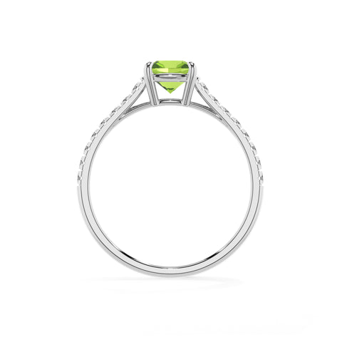 natural peridot cushion half eterity solitaire engagement ring