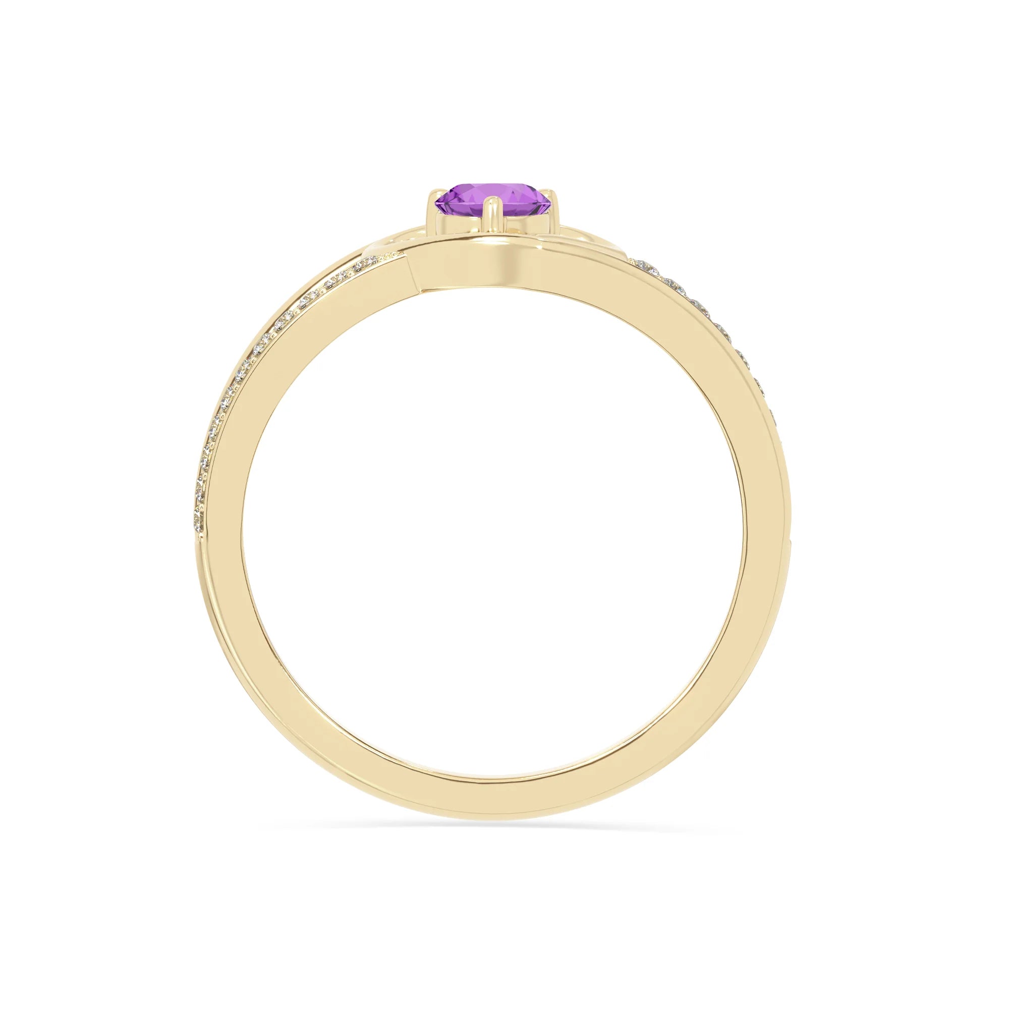 natural amethyst heart promise rings in yellow gold vermeil