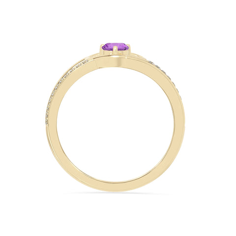 natural amethyst heart promise rings in yellow gold vermeil