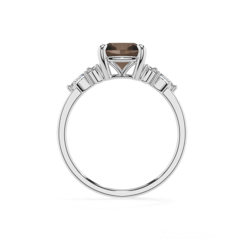 natural smoky-quartz cushion solitaire engagement ring