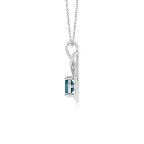 natural london-blue-topaz round shape solitaire infinity knot pendant necklace