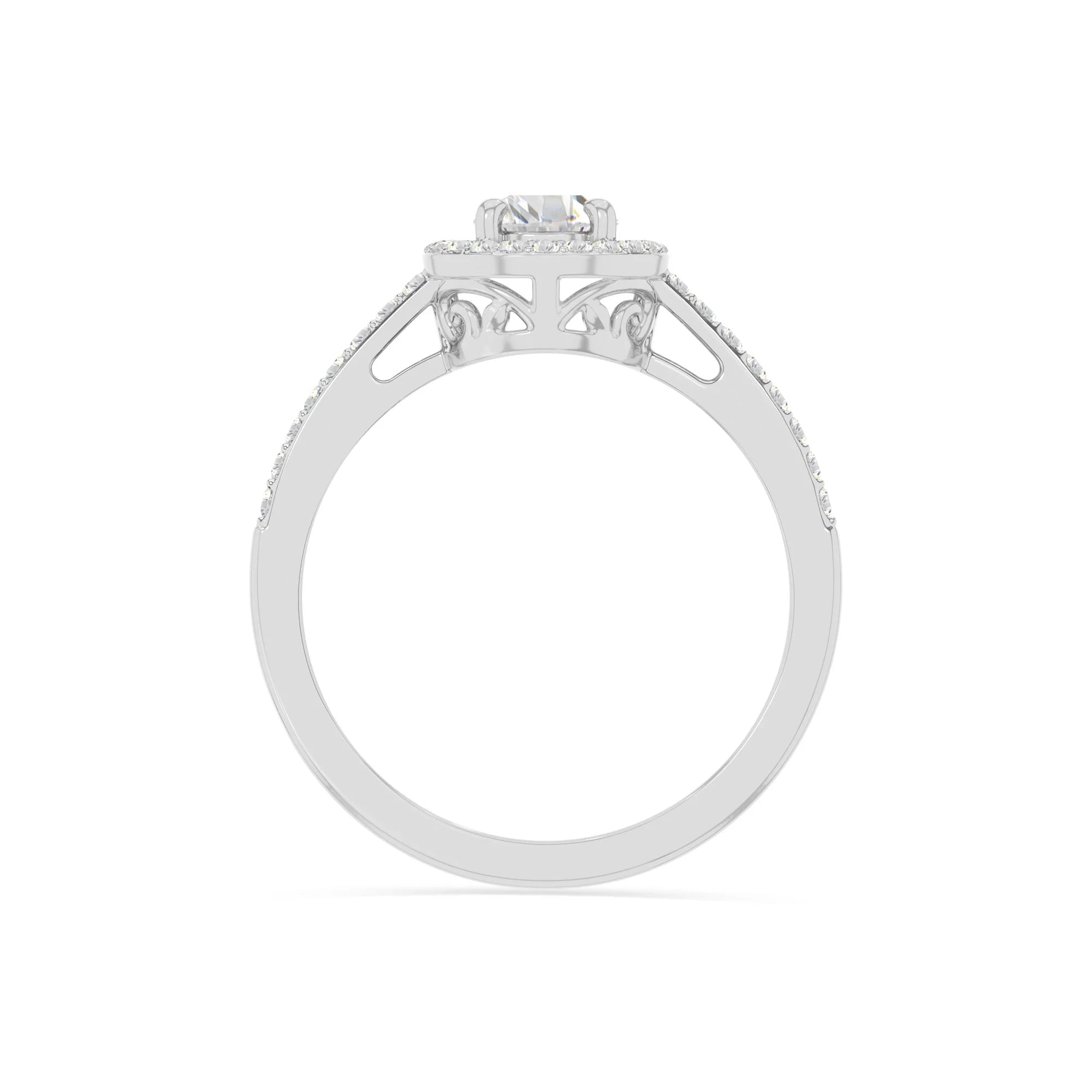 natural moissanite solitaire halo engagement rings in sterling silver 