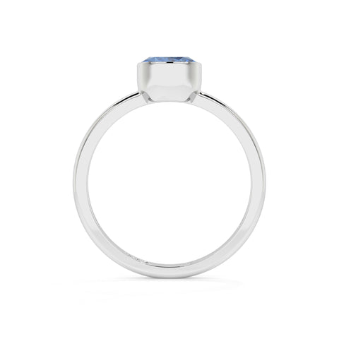 kyanite round cut stackable bezel-set ring