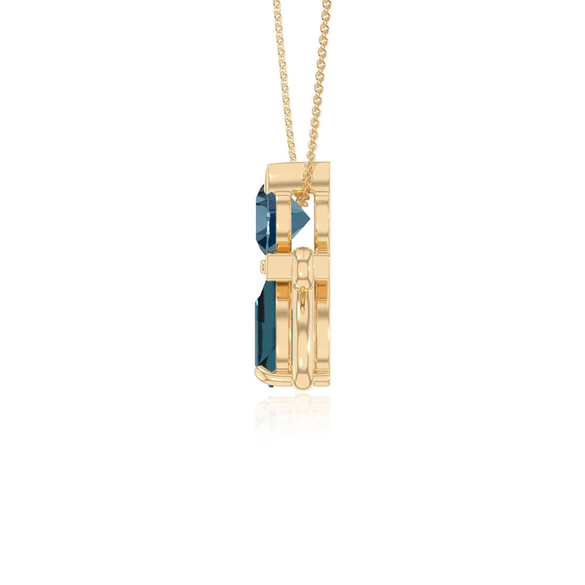 natural london-blue-topaz cat necklaces in yellow gold vermeil 