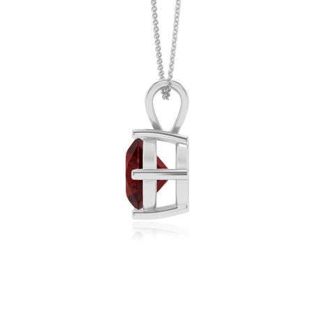 natural garnet round shape solitaire v-bale pendant necklace