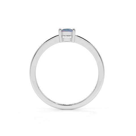 australian opal oval cab stackable prong-set ring