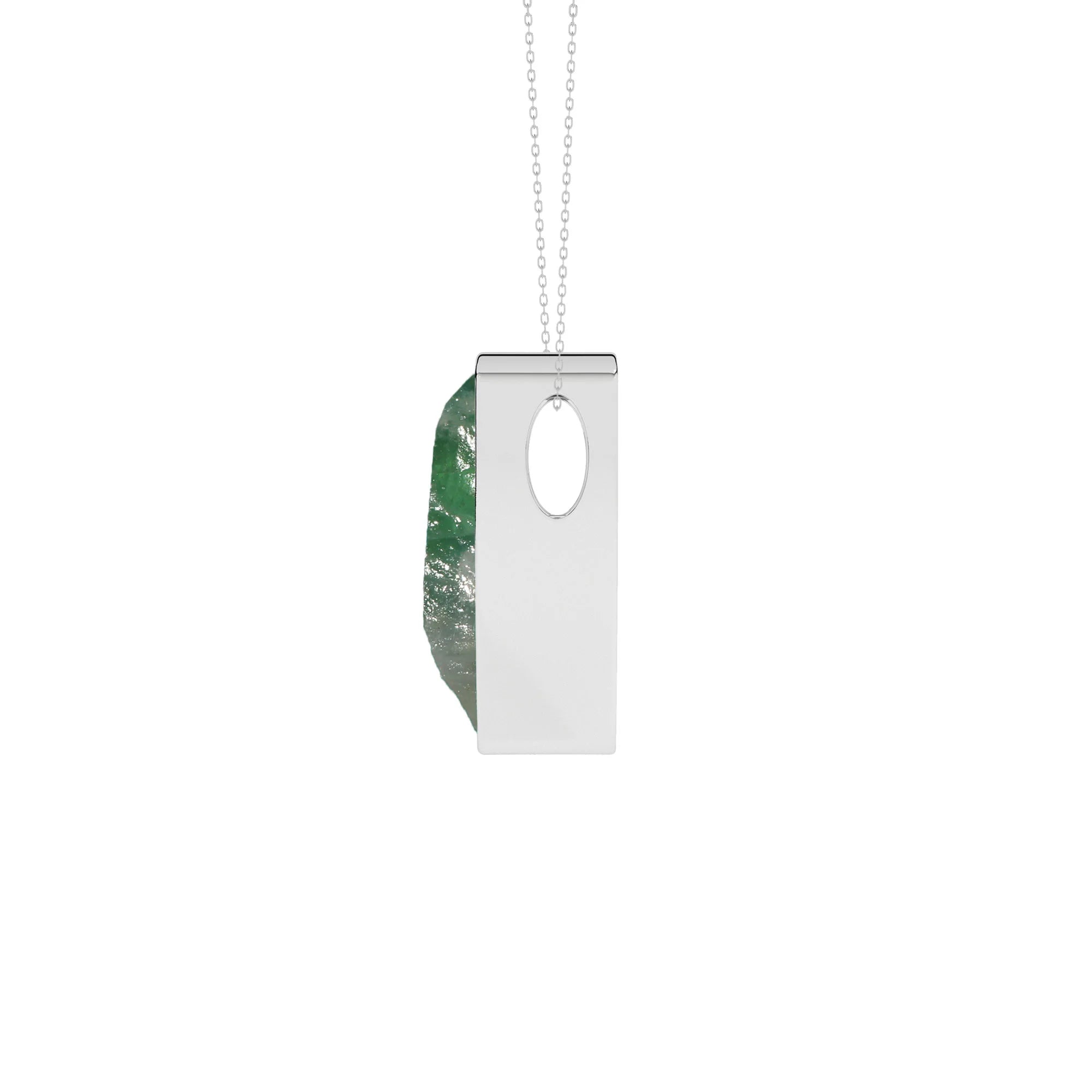 natural green-moonstone bullet shape pendant necklace