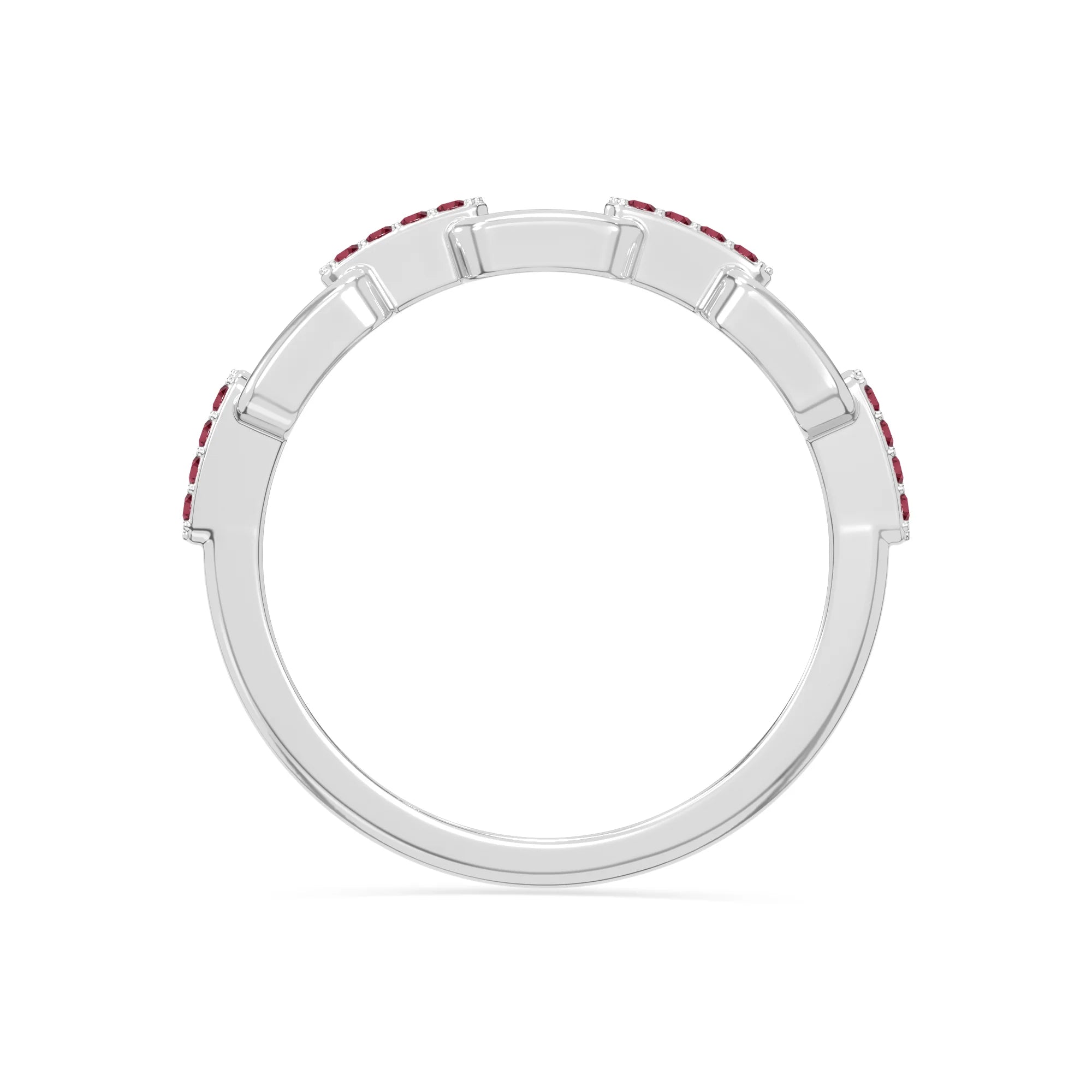 natural ruby interlocking wedding band rings in sterling silver 