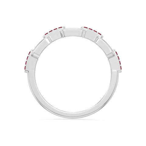 natural ruby interlocking wedding band rings in sterling silver 