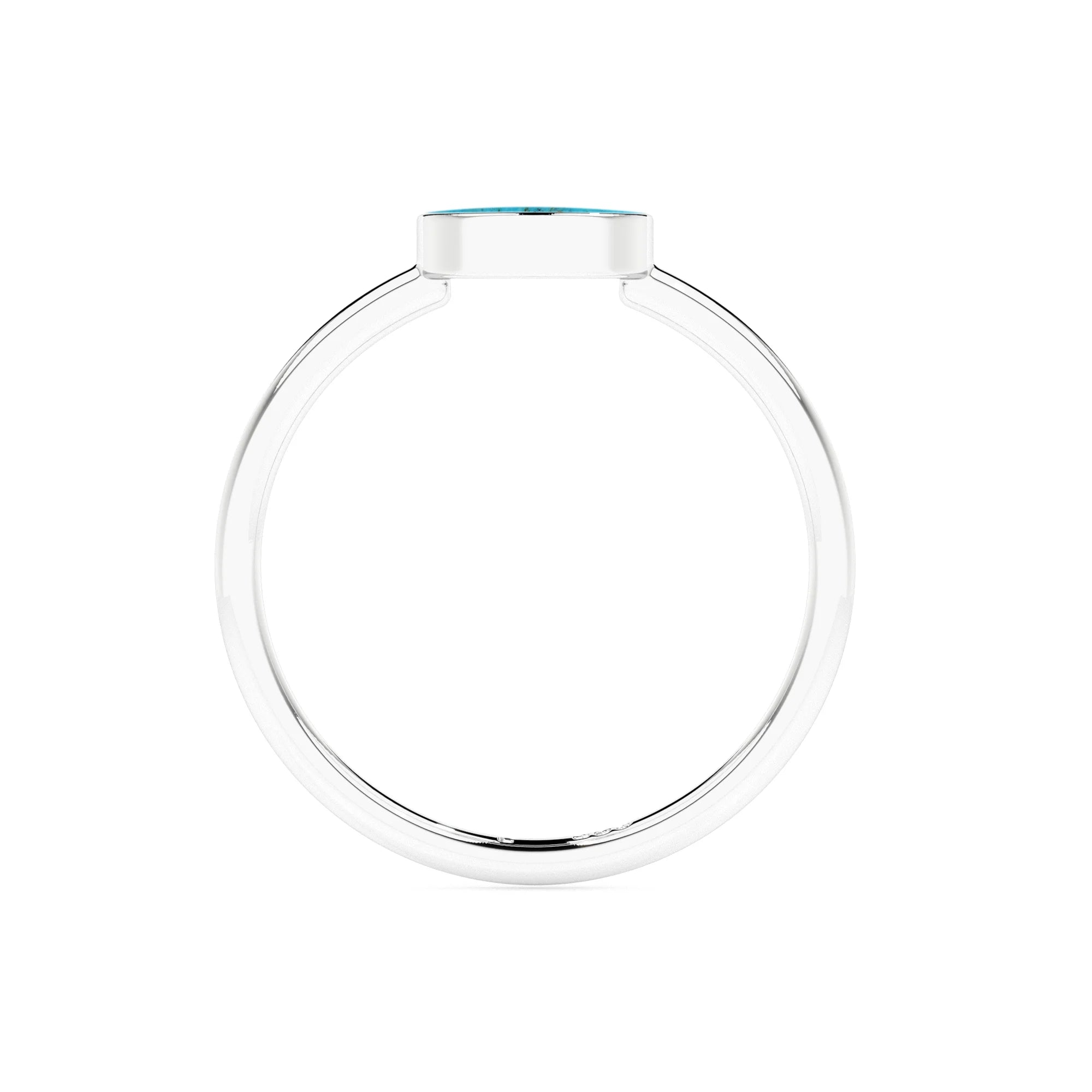 turquoise moon shape stackable bezel-set ring