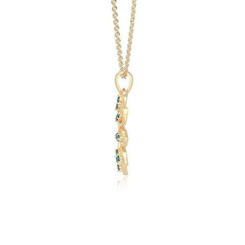 natural london-blue-topaz flower necklaces in yellow gold vermeil 