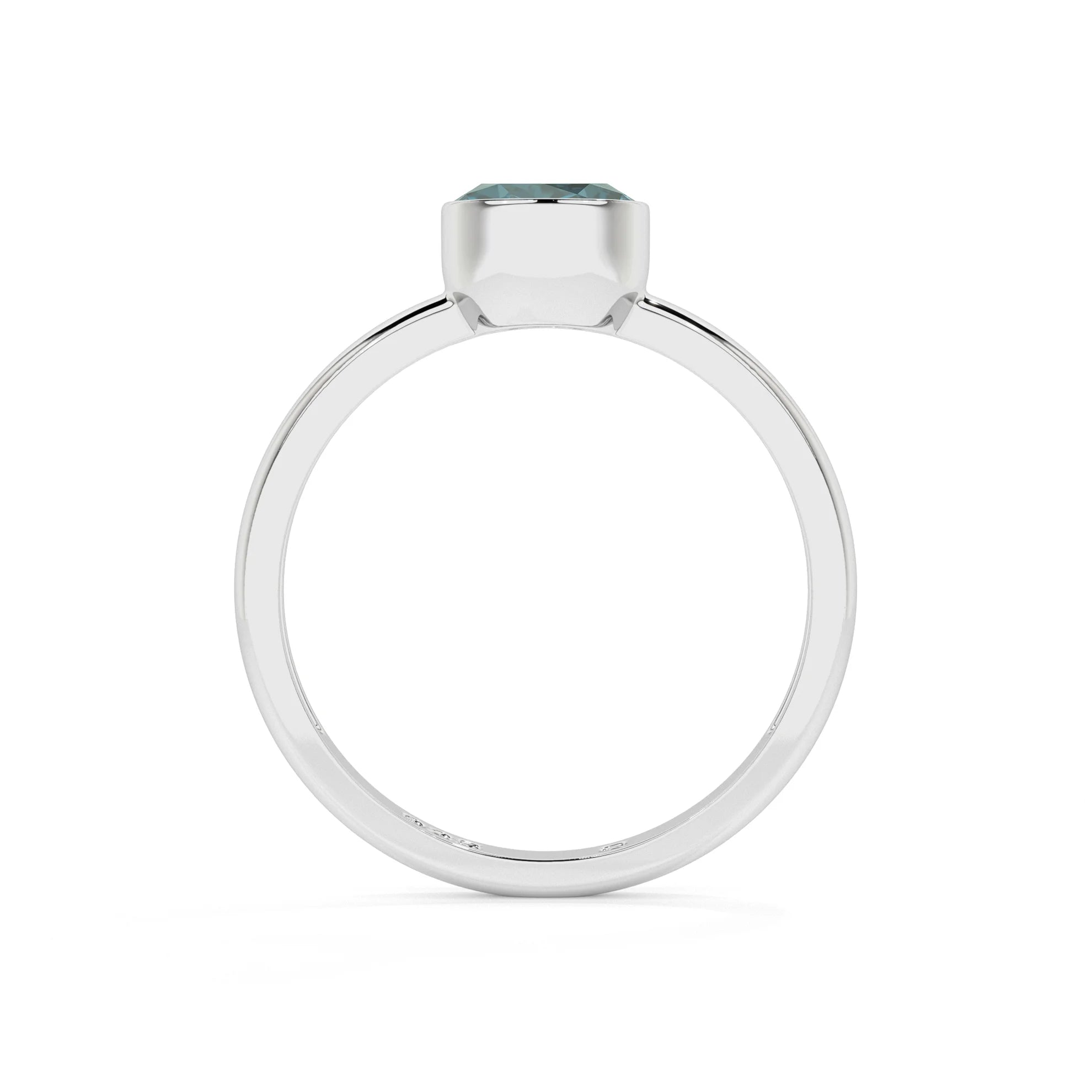 london blue topaz round cut stackable bezel-set ring