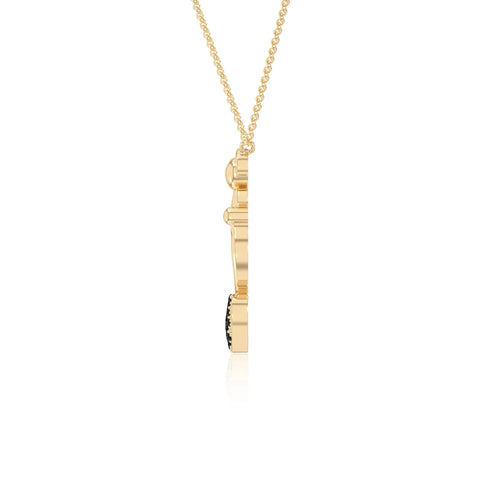natural black-onyx mother child heart necklaces in yellow gold vermeil 