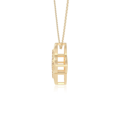 natural citrine 4 petal flower necklaces in yellow gold vermeil 