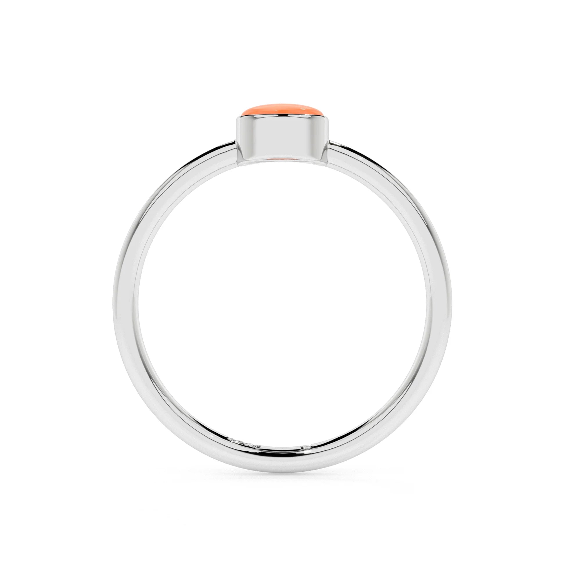 carnelian round cab stackable bezel-set ring