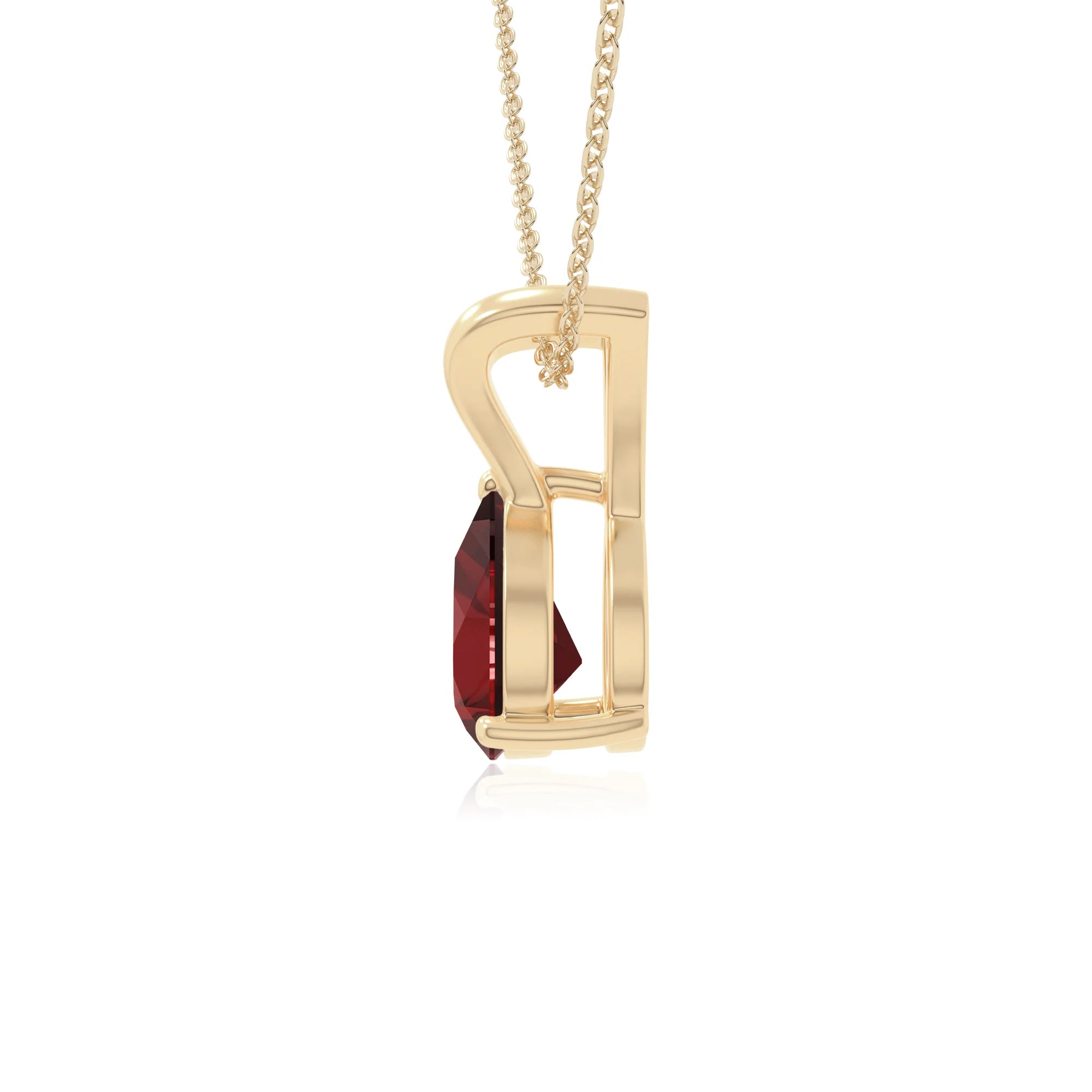 natural garnet v-bale solitaire necklaces in yellow gold vermeil 