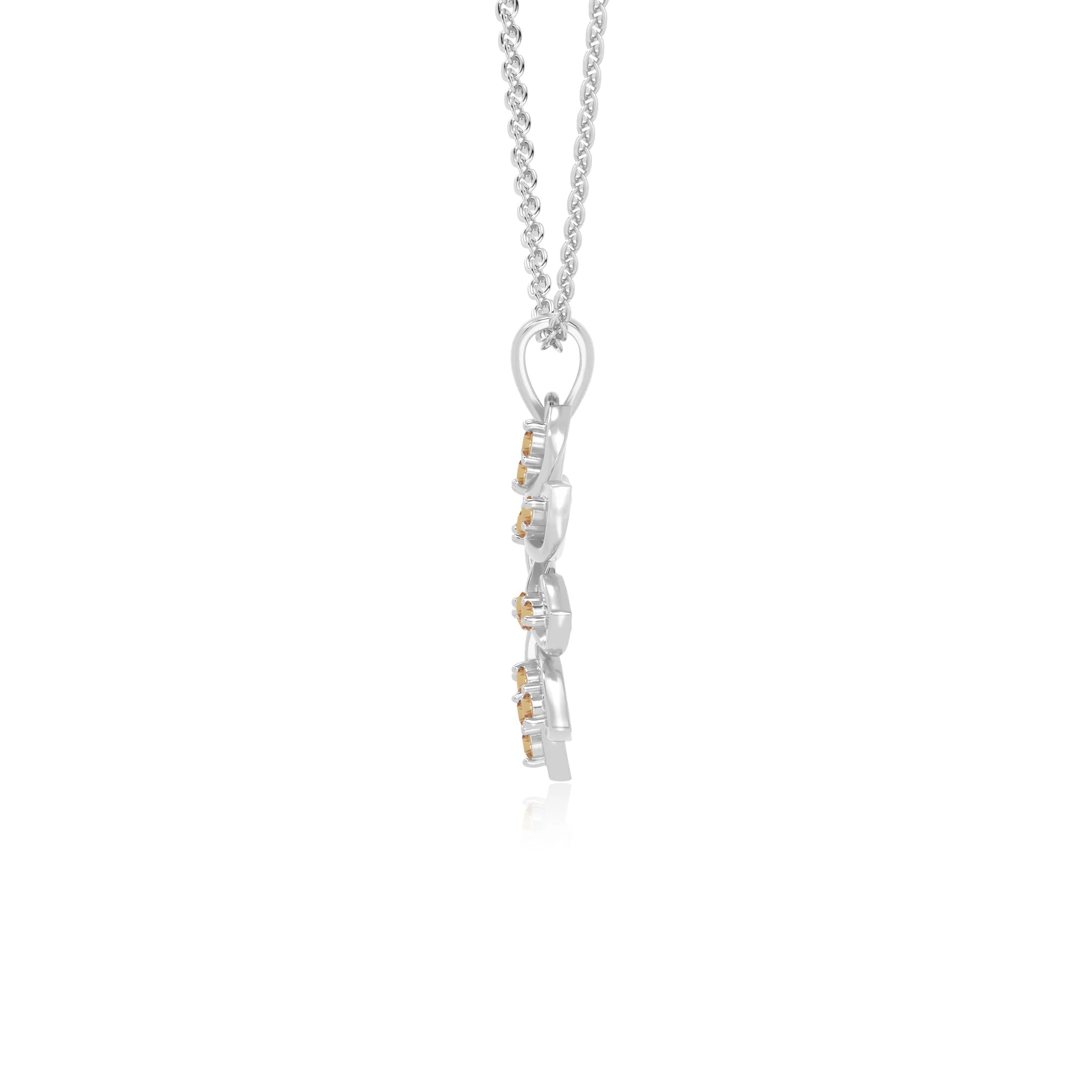 natural citrine flower necklaces in sterling silver 