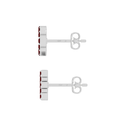 natural garnet love stud earrings in sterling silver 