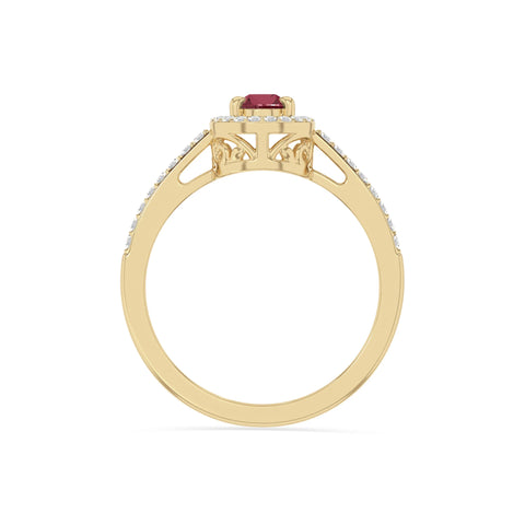 natural ruby solitaire halo engagement rings in yellow gold vermeil